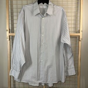 Calvin Klein Long Sleeve Men’s XL 18 34/35 Button Down Dress Shirt Pinstripe